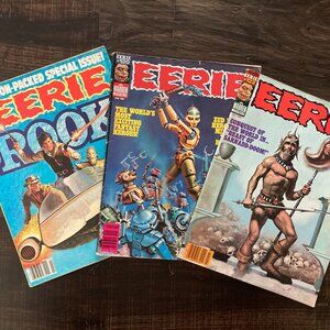 Eerie Comic Book Issues #99 #120 #122 Zud Kamish Warren Magazine 1981